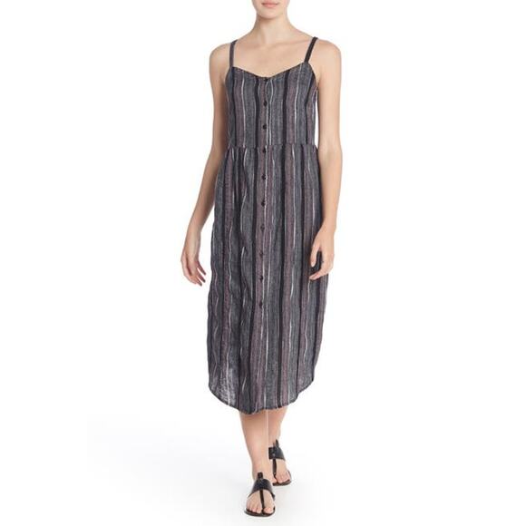Susina Women's Smocked Back Button Front Sleeveless Summer Midi Dress S - Picture 1 of 6